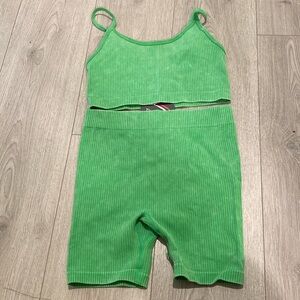 Neon green short set